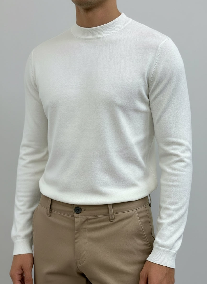 Maglia In Filo Collo bianca