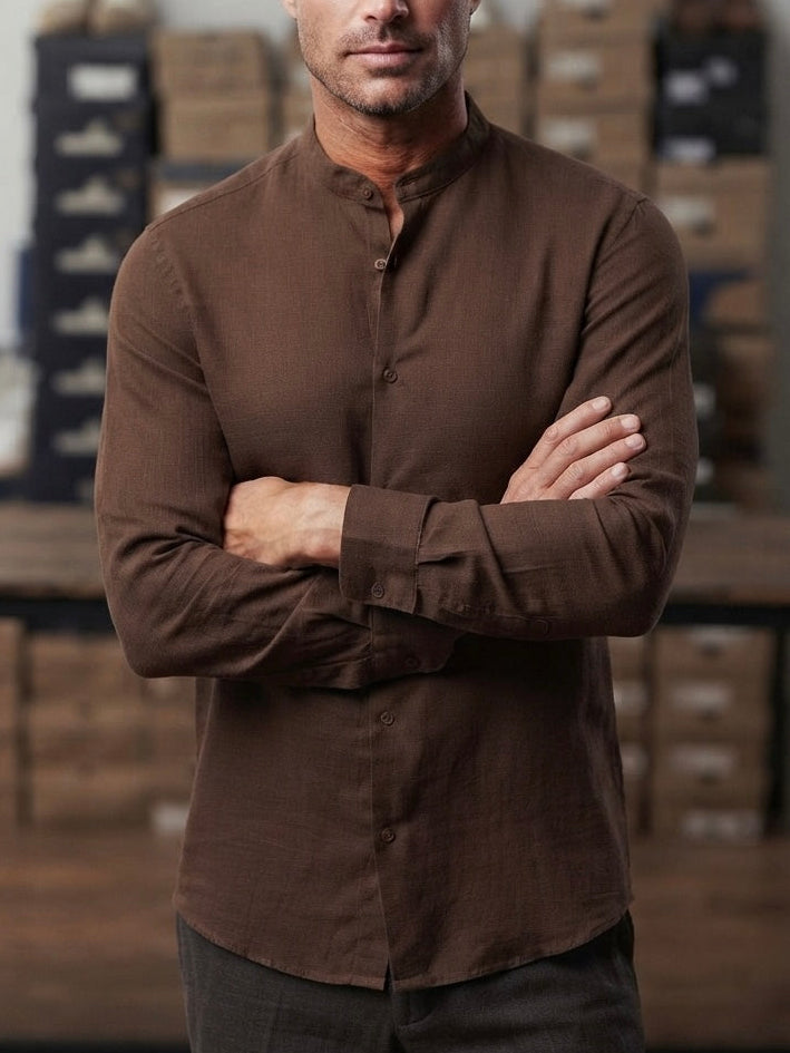 Camicia lino Tabacco