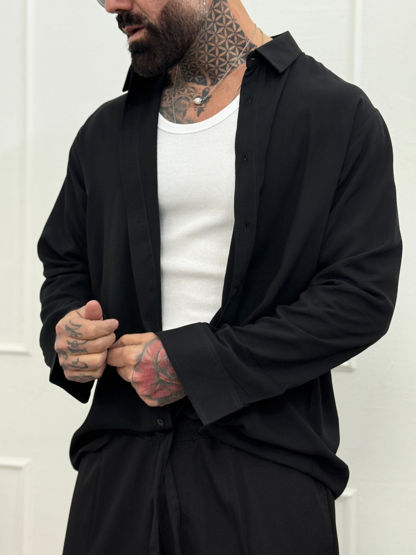 Camicia in viscosa nera