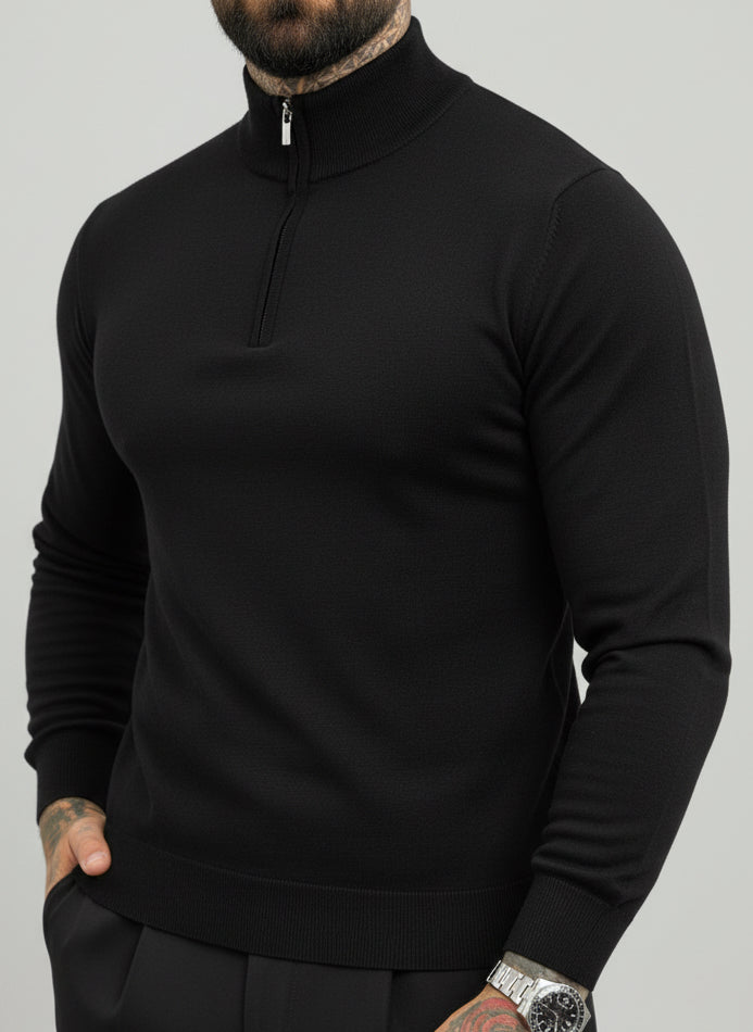 Polo in Filo Zip Black