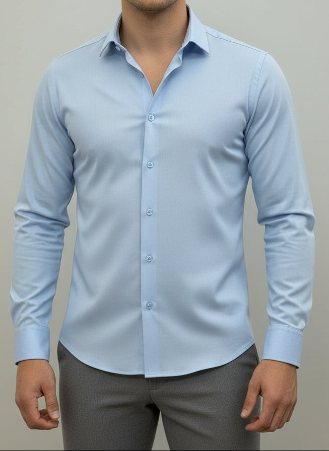 Camicia Classica Slim Fit Celeste