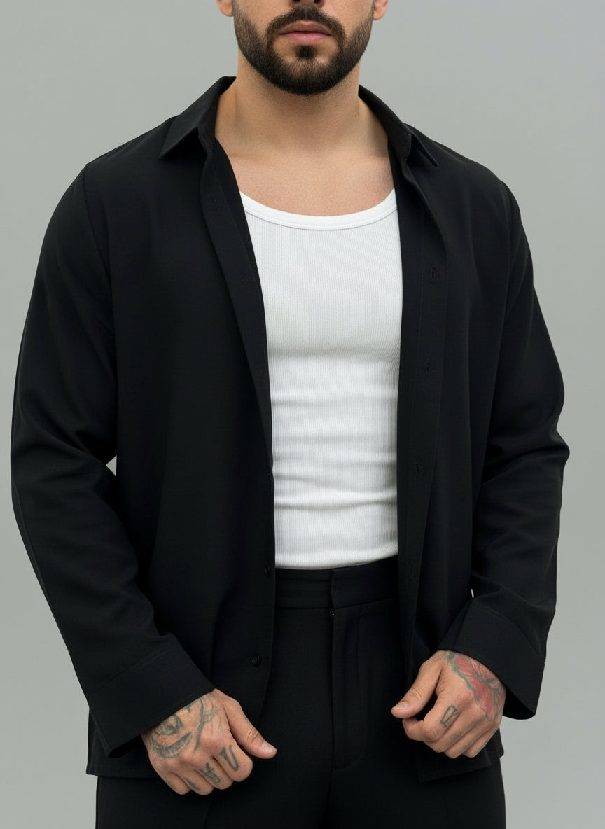 Camicia viscosa nera