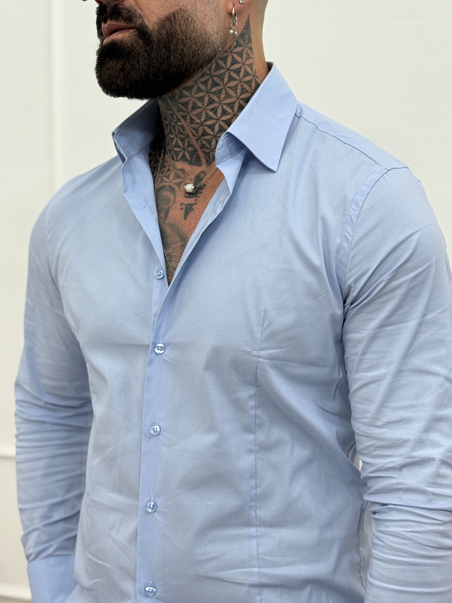 Camicia Classica Slim Fit Celeste