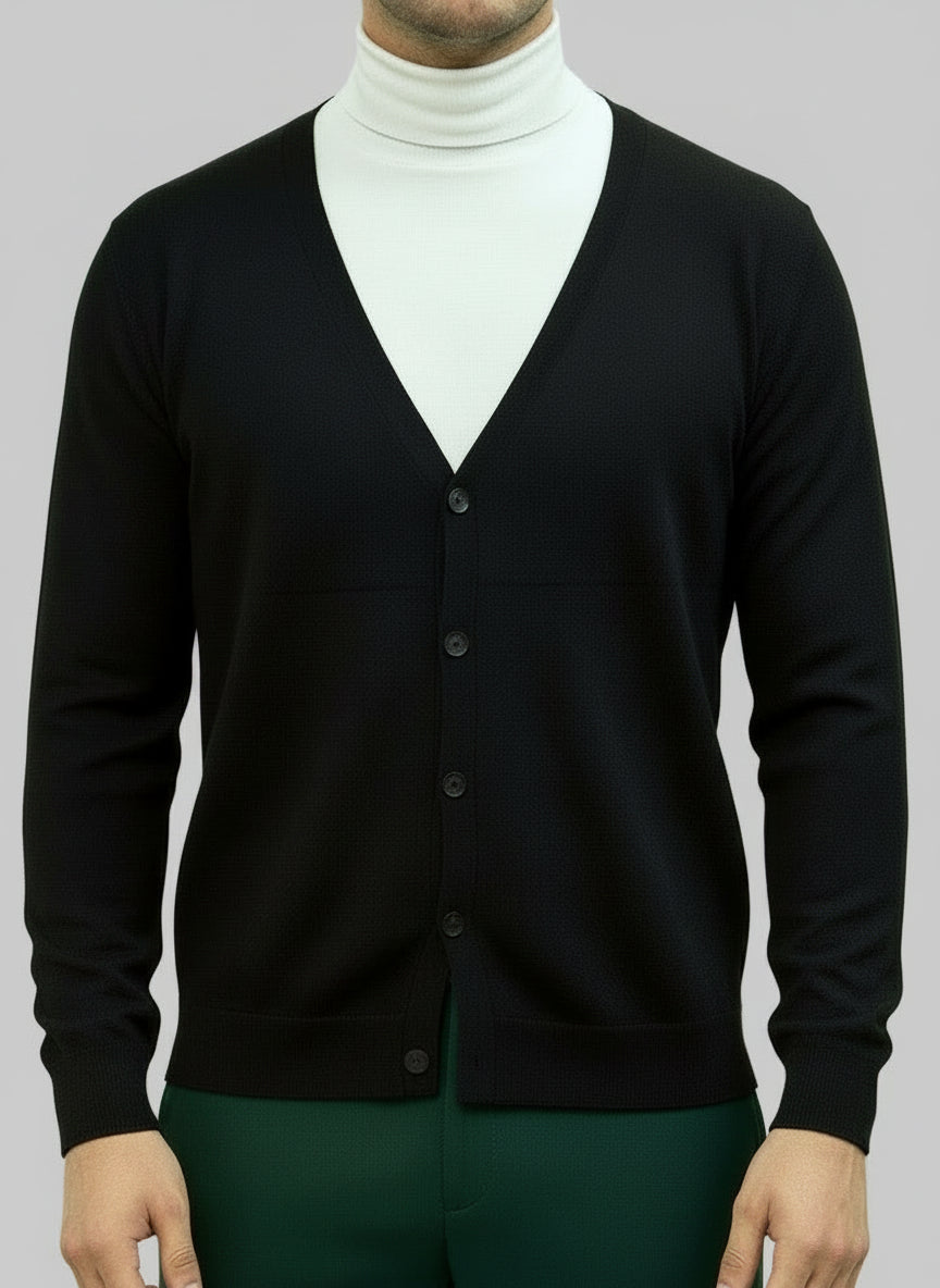 Cardigan slim fit nero