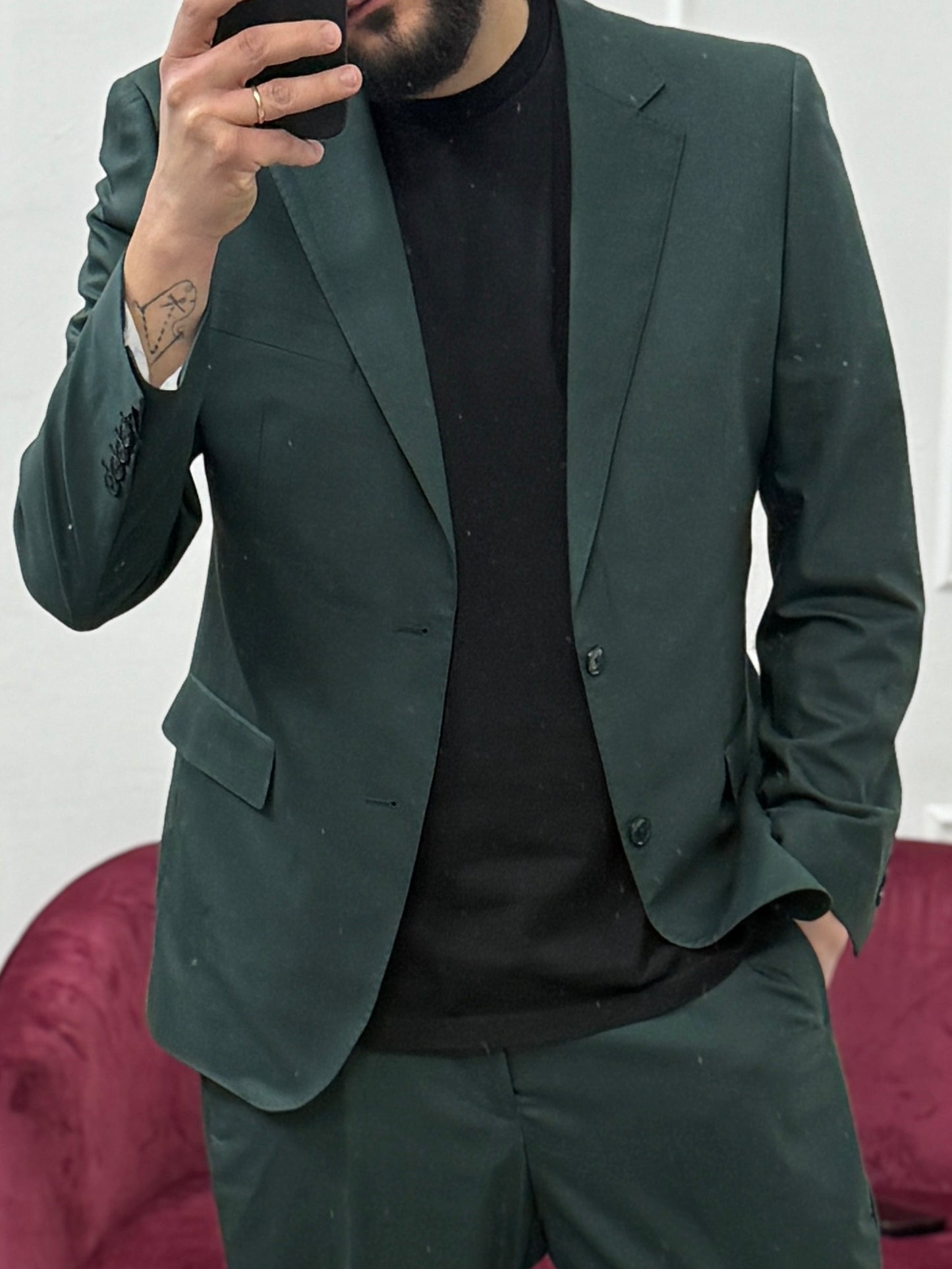 Abito monopetto oversize verde bottiglia