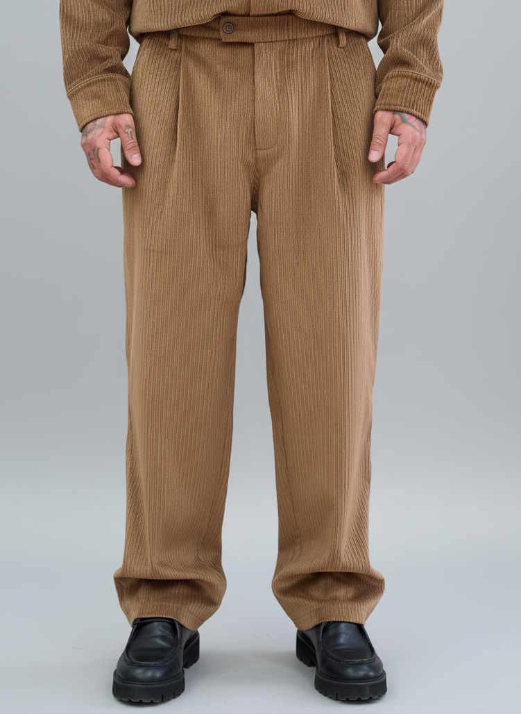 Pantalone Velluto baggy Camel