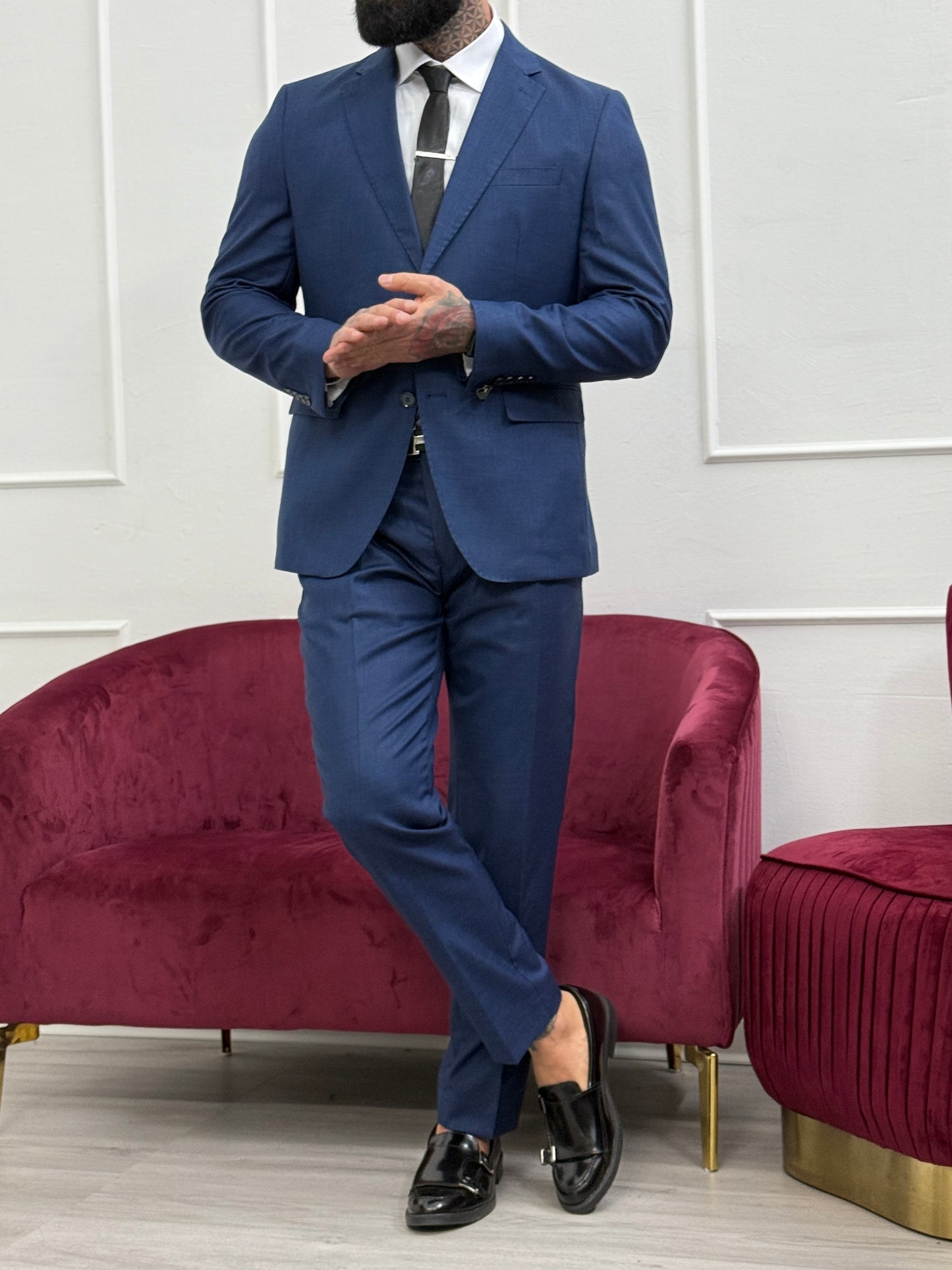 Abito monopetto solaro blu navy