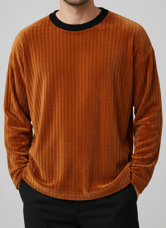 Pullover ciniglia girocollo mattone