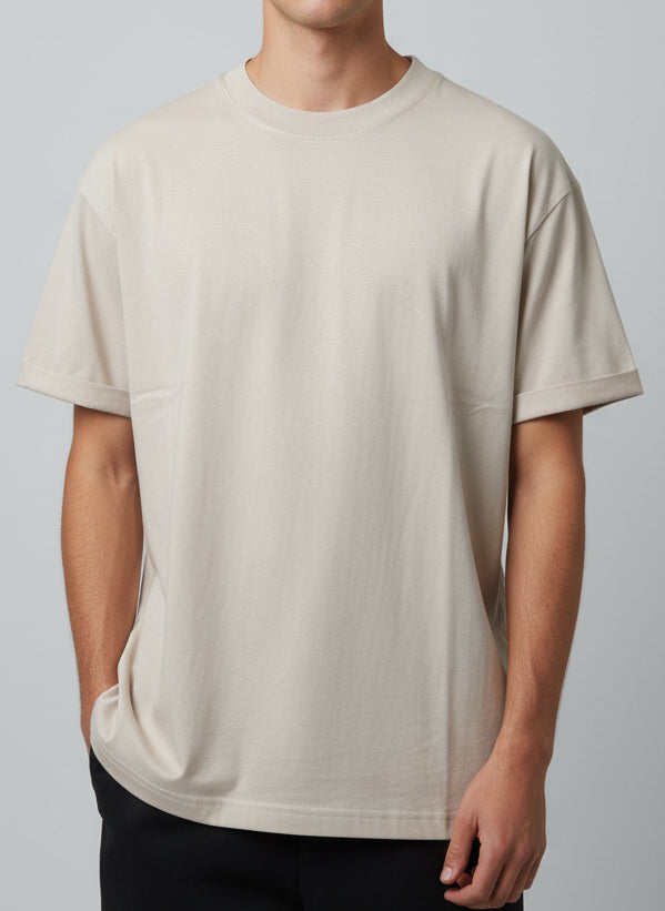 T shirt basic over sabbia
