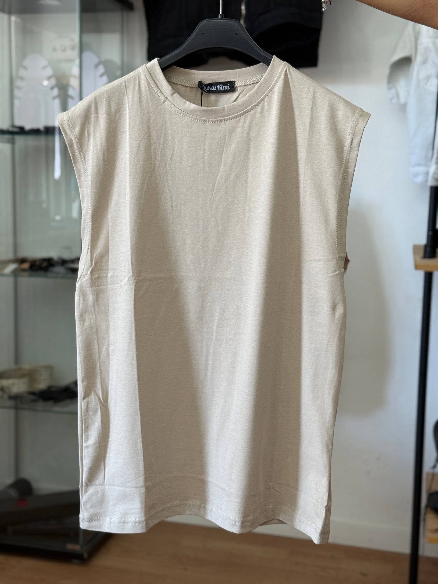 T shirt smanicata sabbia