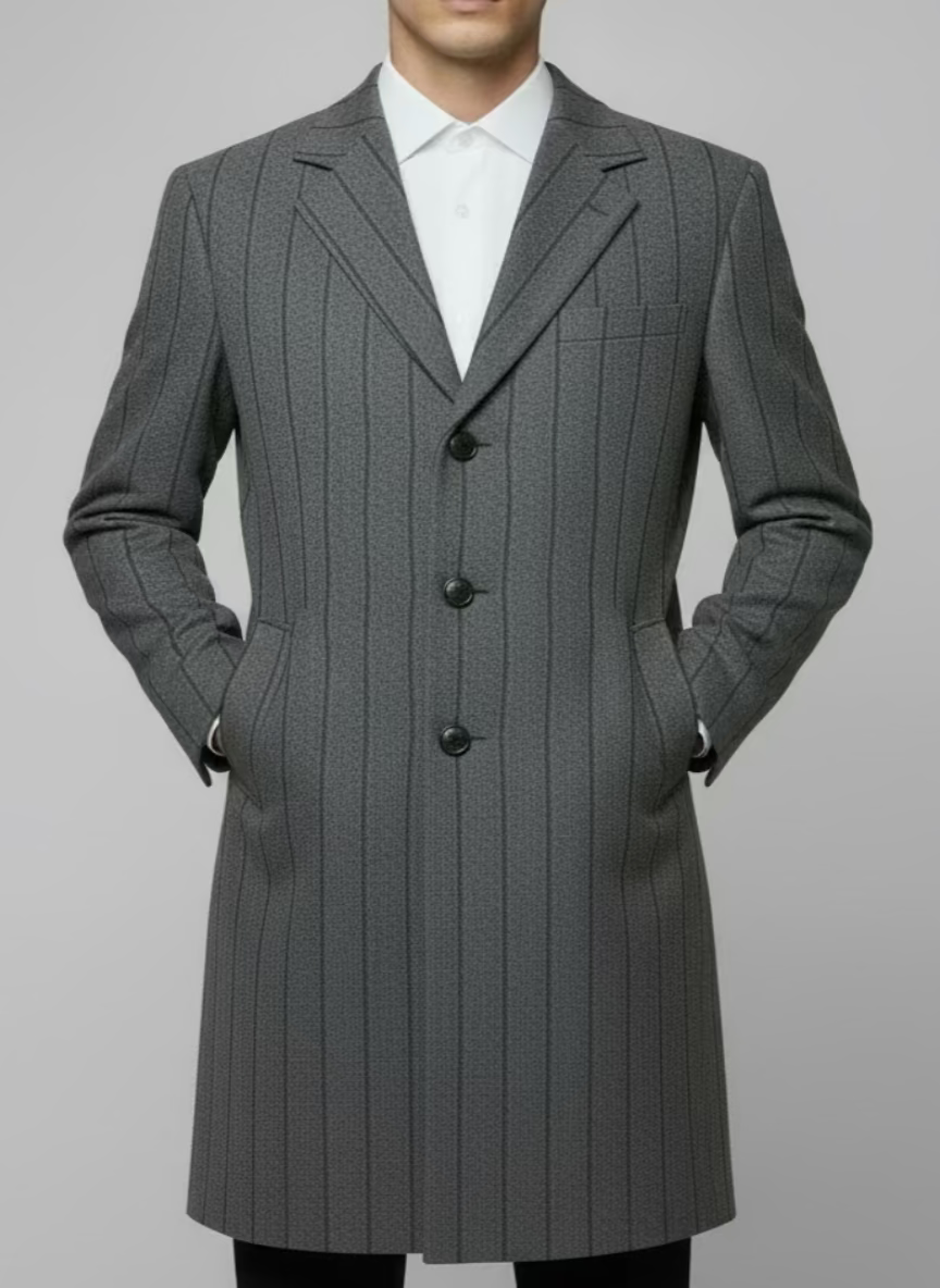 Cappotto Righe Grigio