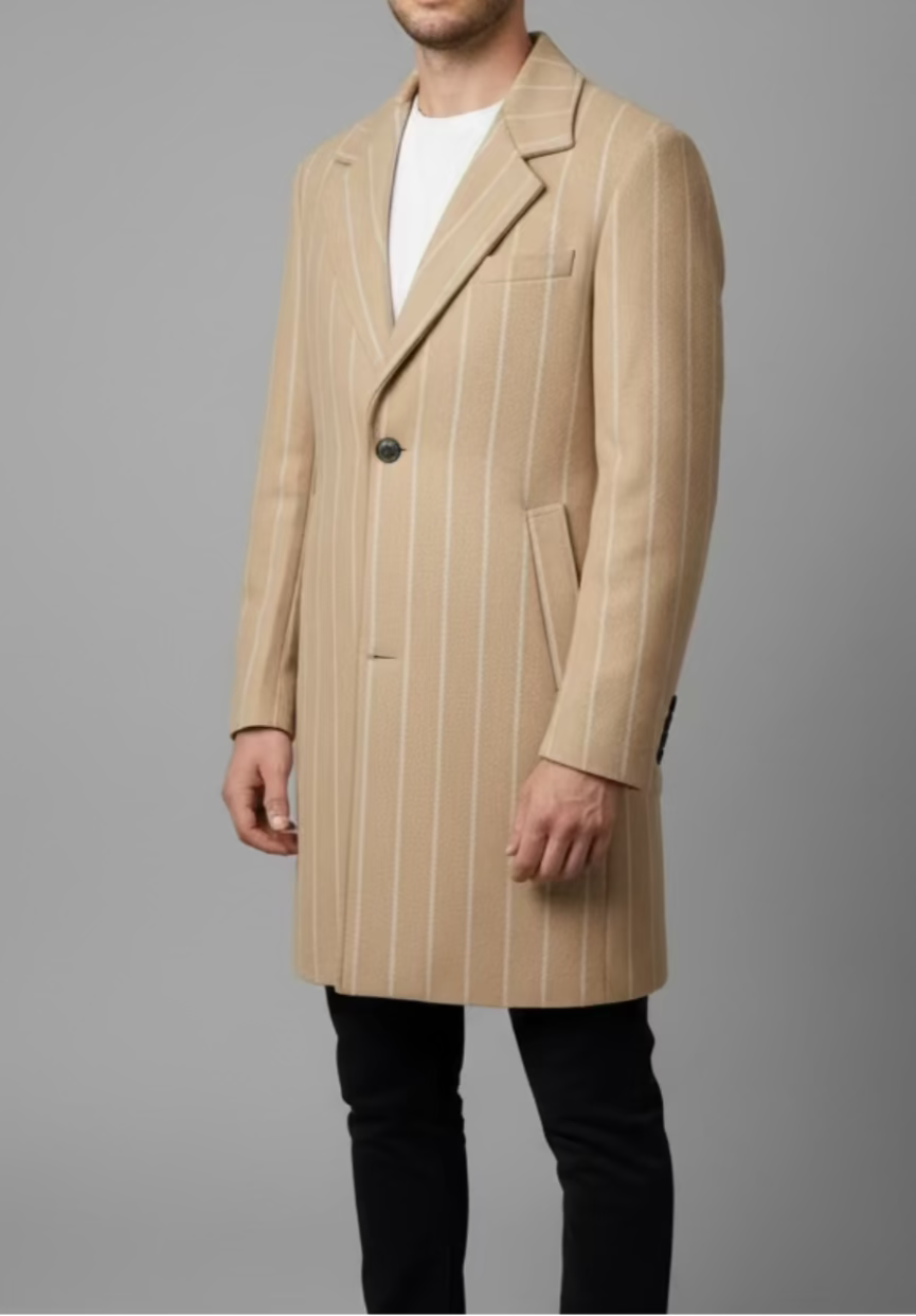 Cappotto Righe Beige