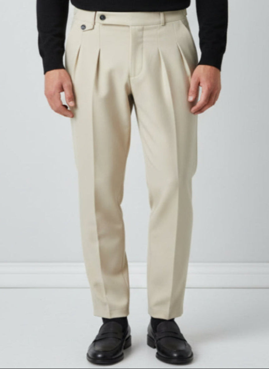 Pantalone Doppia Fibbia Vaniglia