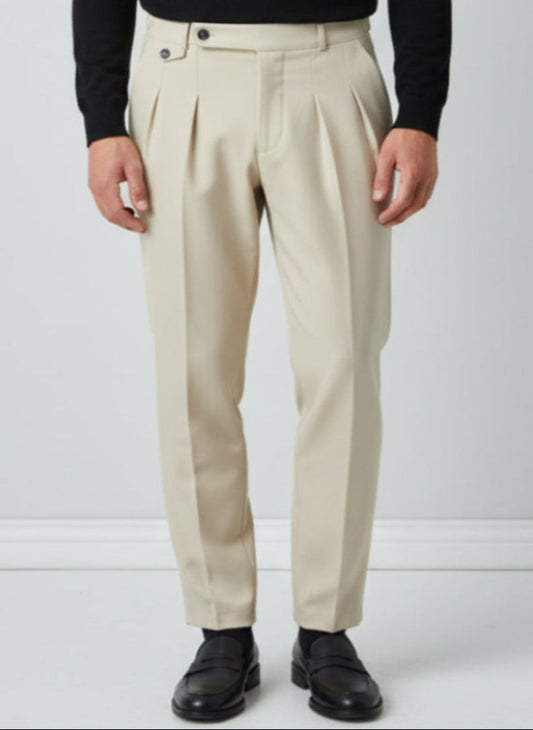 Pantalone Doppia Fibbia Vaniglia