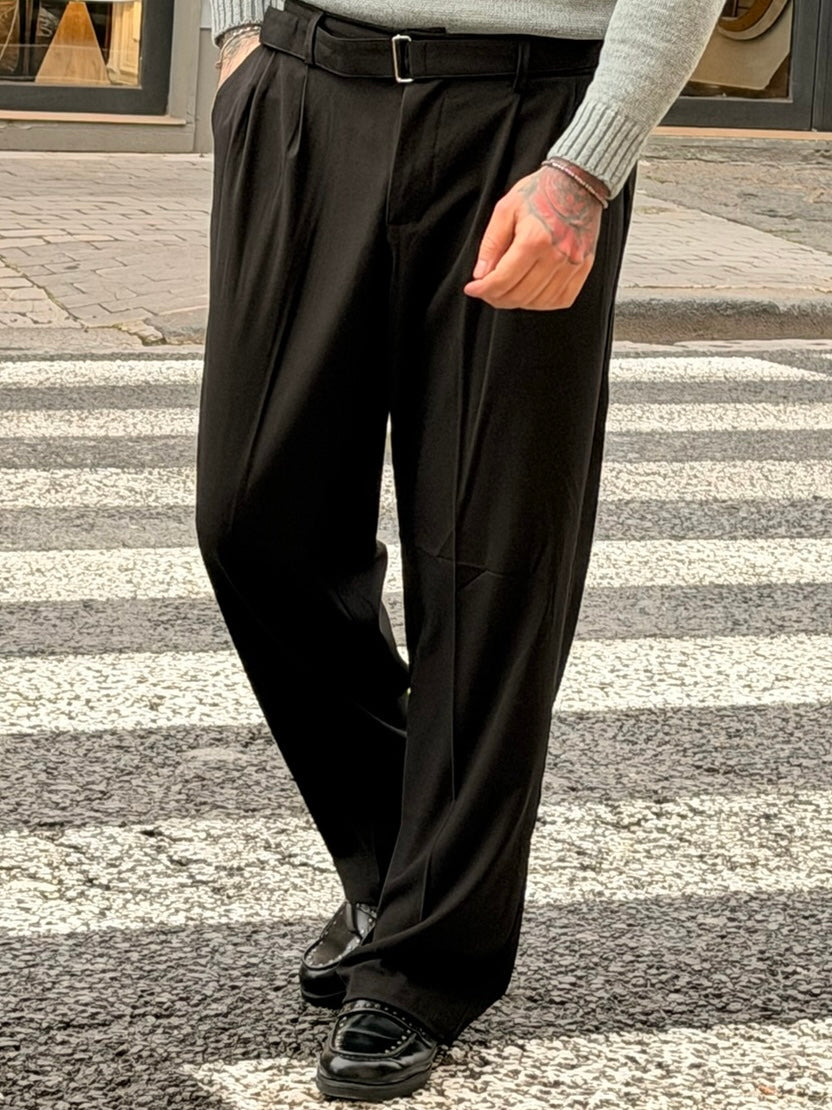 Pantalone Pisa Nero Wide Fit