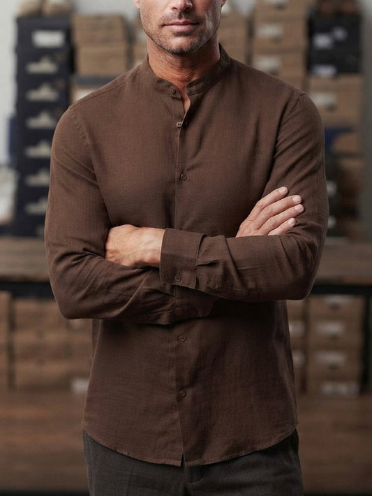 Camicia lino Tabacco