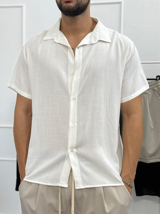 Camicia Lino mezz manica bianca