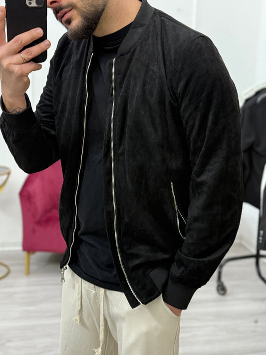 Giubbotto in camoscio nero