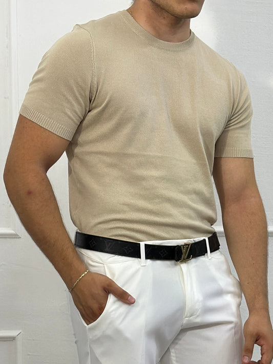 T Shirt In Filo Sabbia