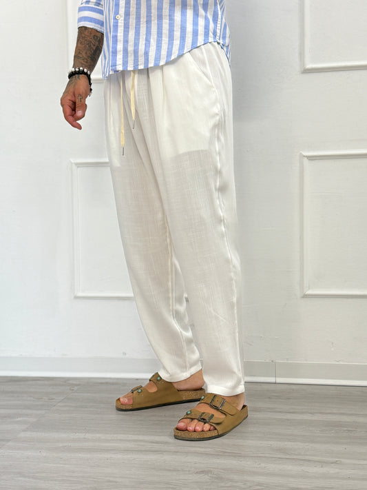 Pantalaccio Fashion lino Capri Bianco