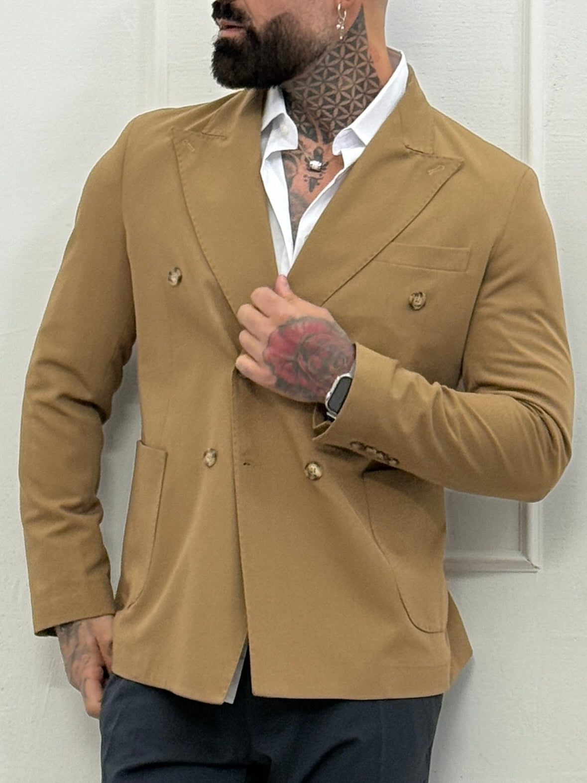 Giacca doppiopetto camel