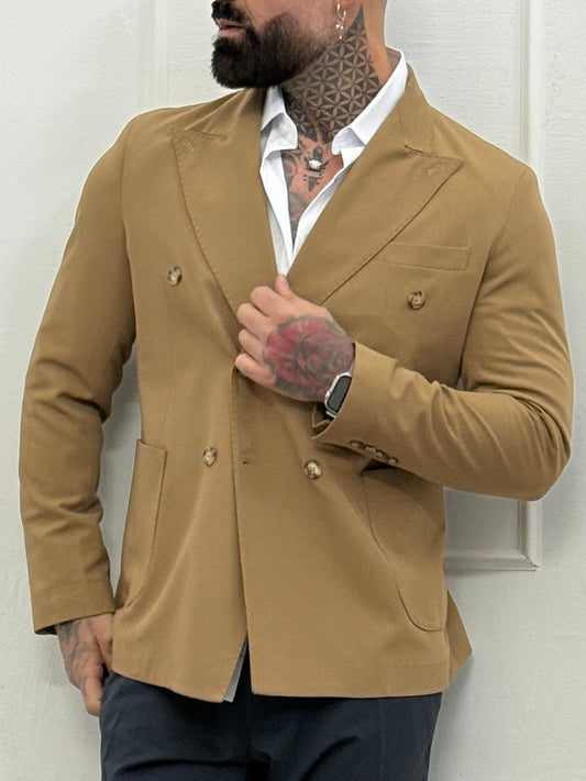 Giacca doppiopetto camel