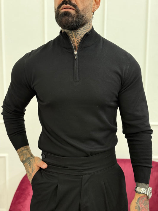 Polo in Filo Zip Black