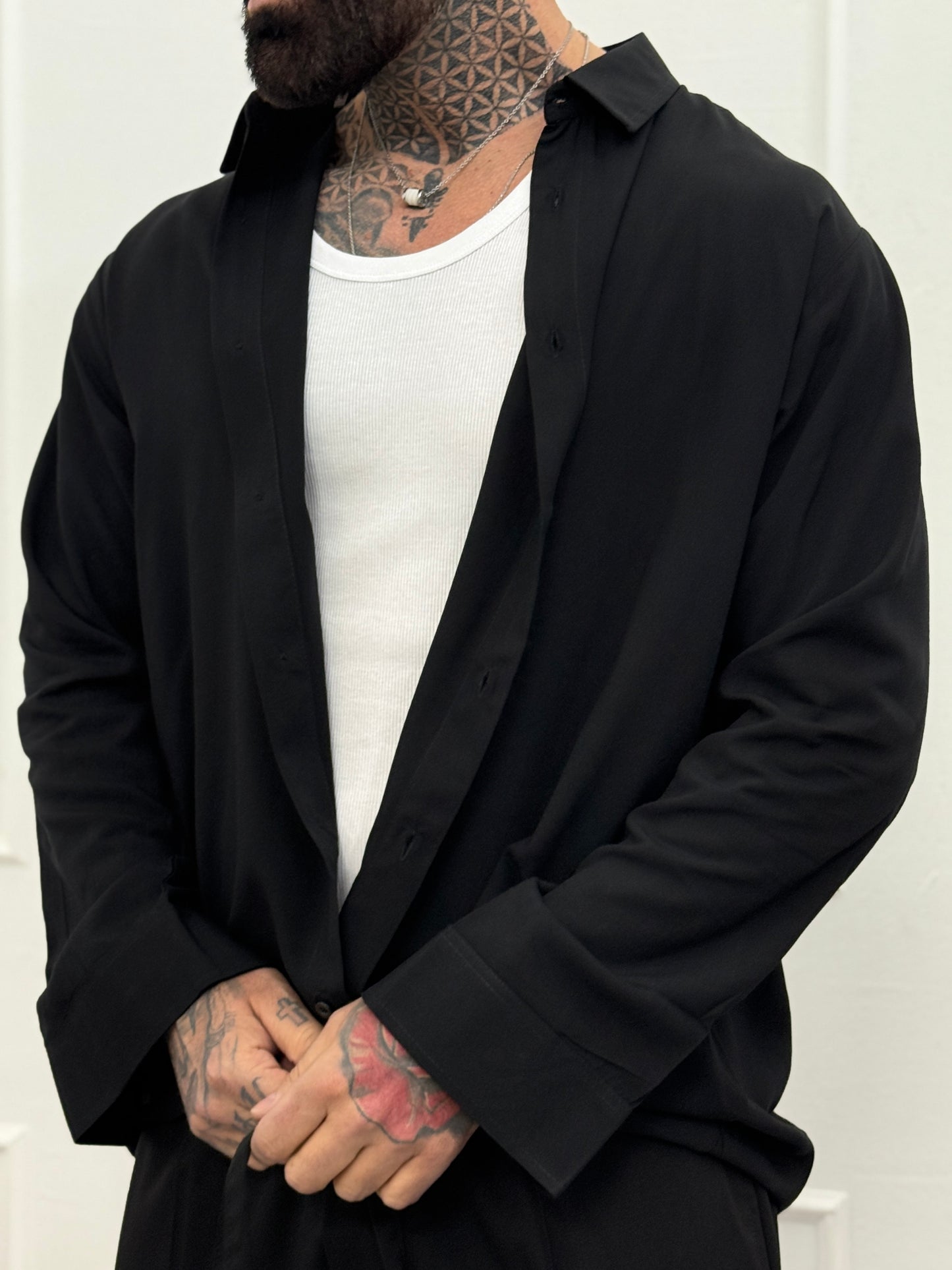 Camicia in viscosa nera