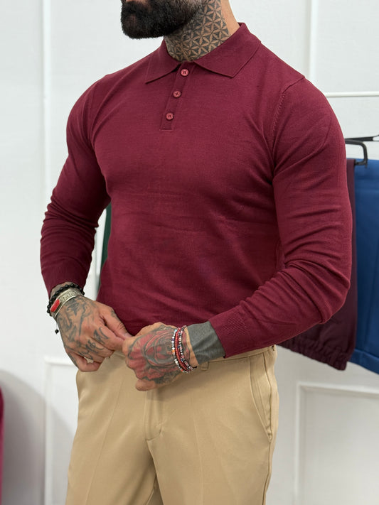 Polo in Filo Bordeaux