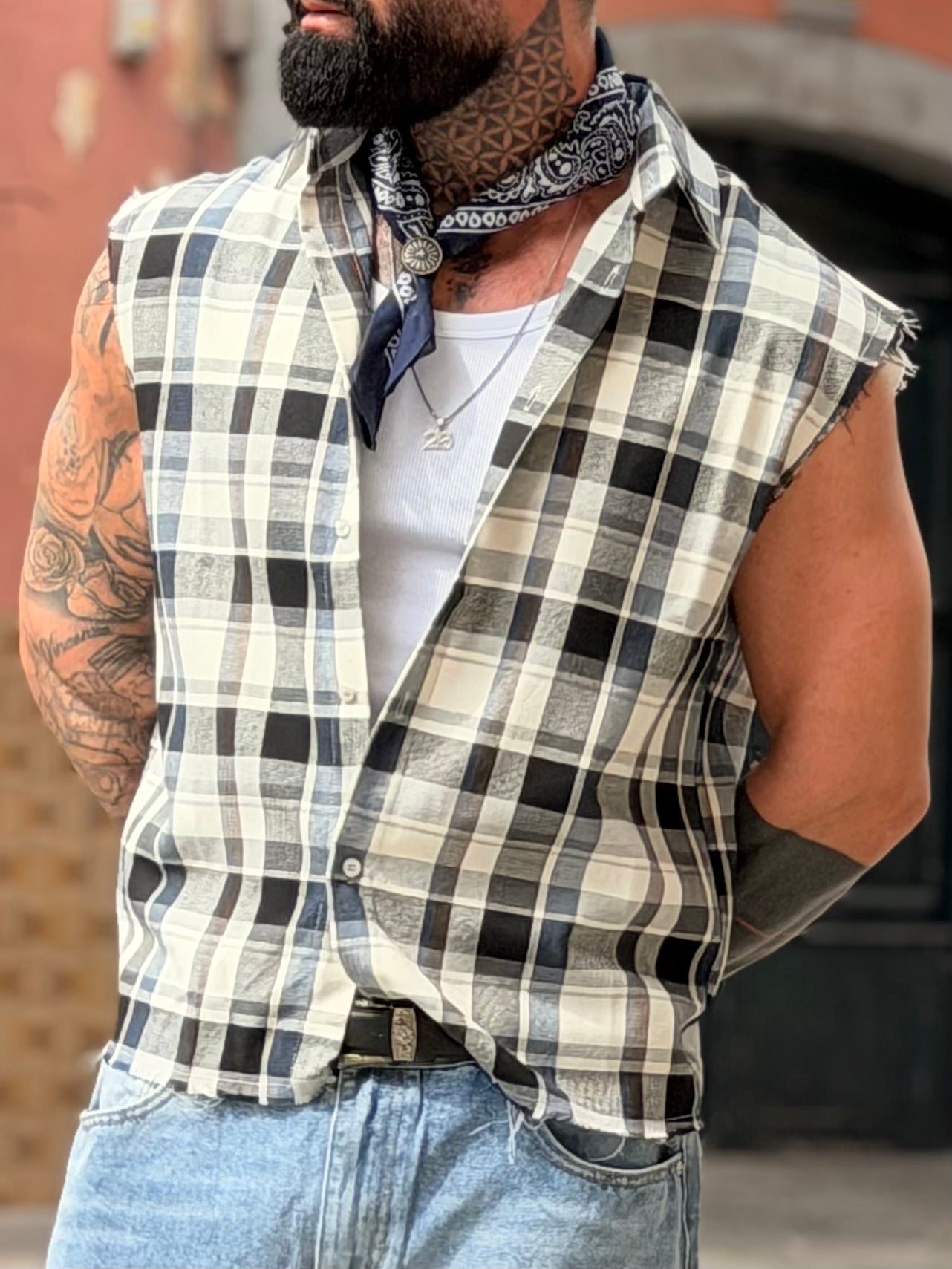 Camicia Quadri Smanicata