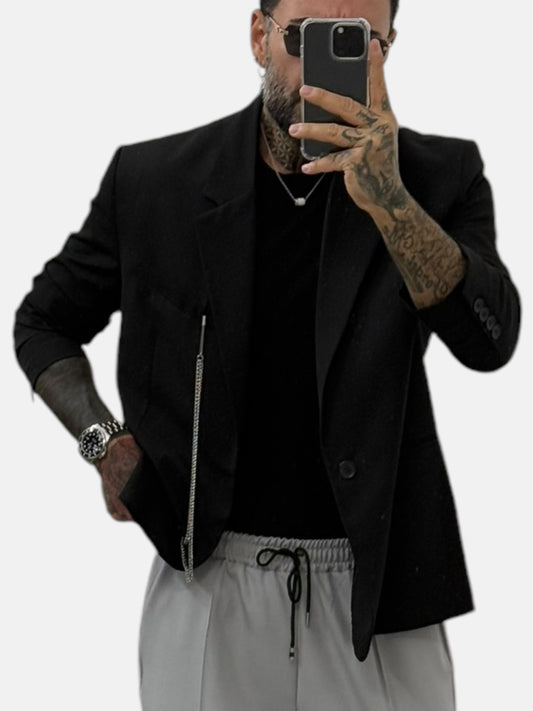 Giacca doppio petto nera balia