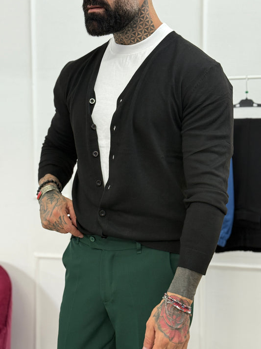 Cardigan slim fit nero