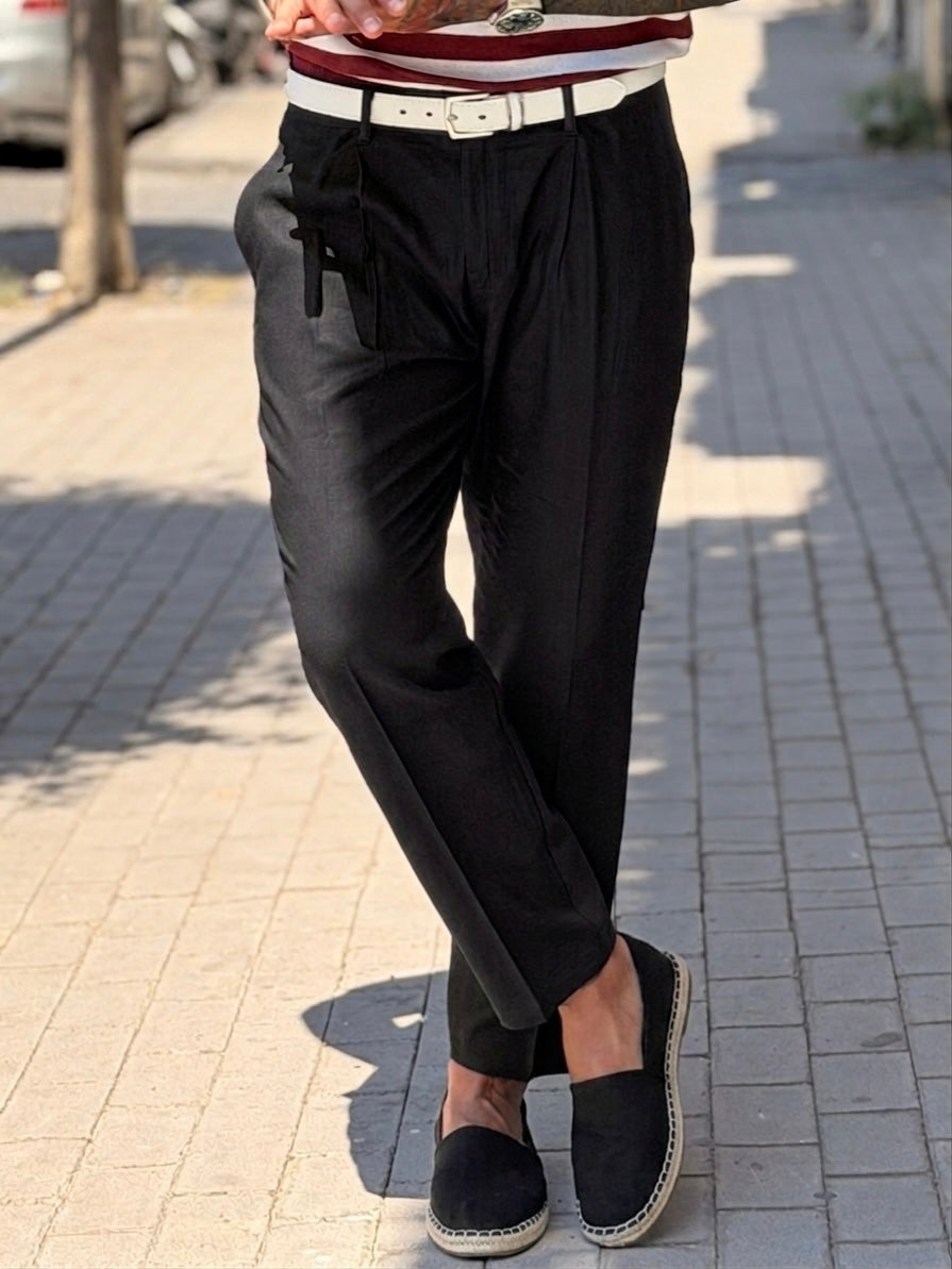 Pantalone Capri Lino nero
