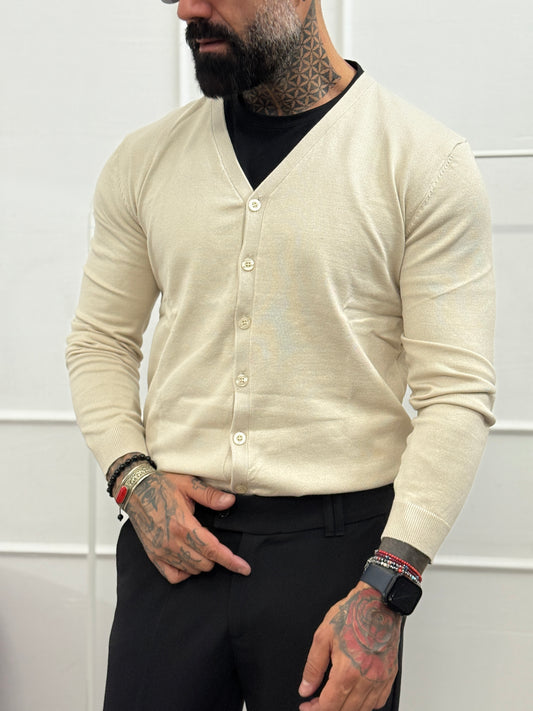 Cardigan slim fit sabbia