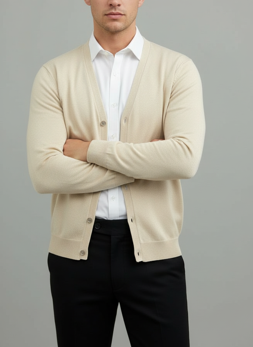 Cardigan slim fit sabbia