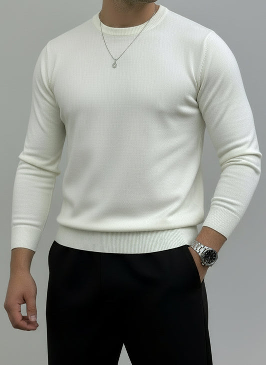 Maglioncino girocollo slim fit bianco