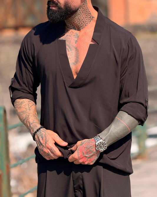 Camicia Viscosa Scollata black