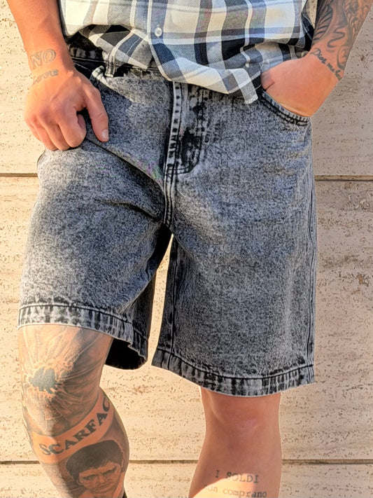 Bermuda jeans baggy Black