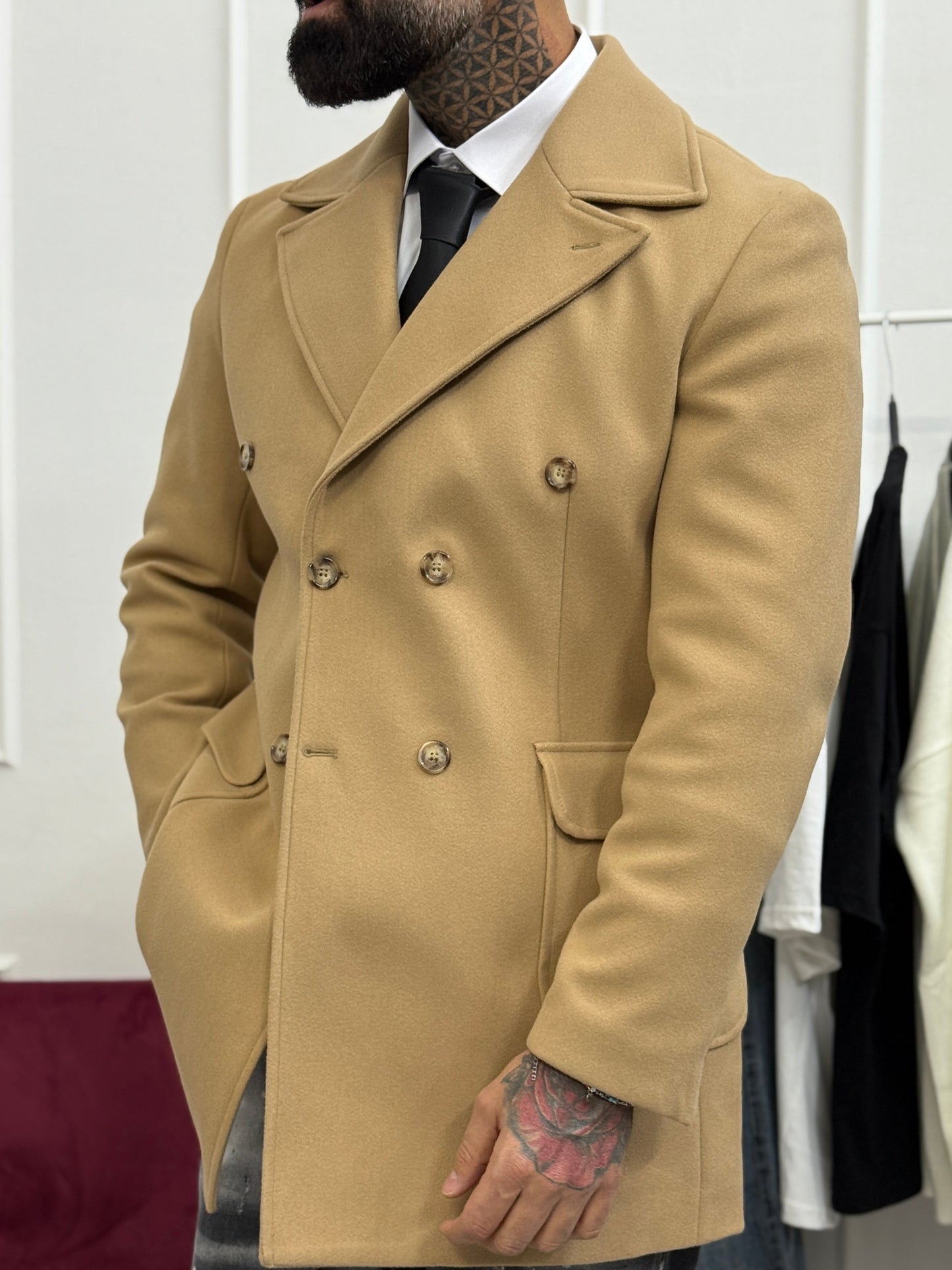 Cappotto doppio petto camel