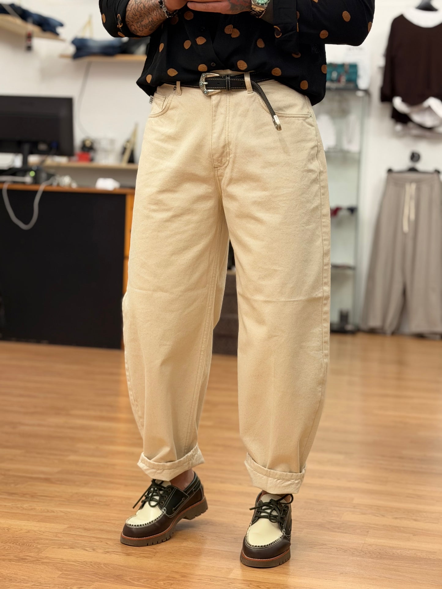 Jeans Ballon Crema