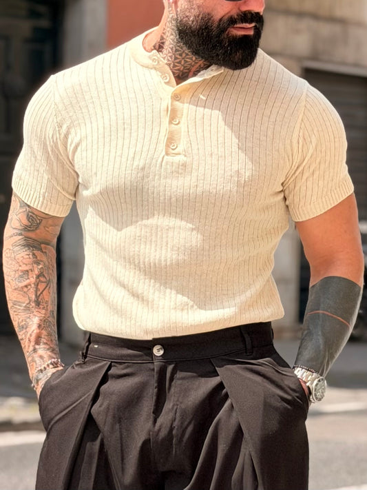 Polo Filo Costine Crema
