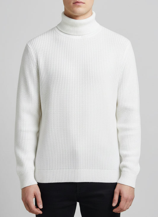 Pullover collo alto bianco