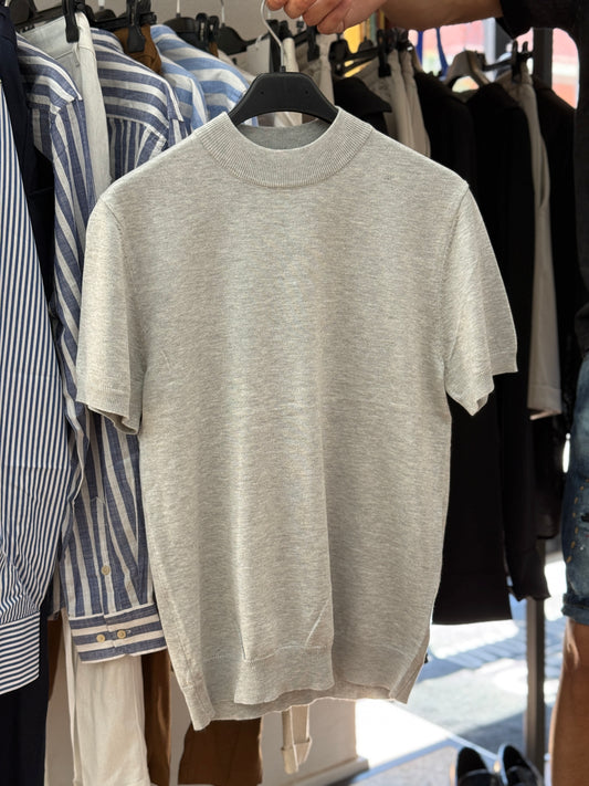 T Shirt In Filo Collo grigia