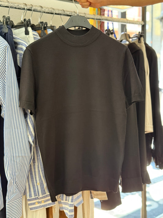 T Shirt In Filo Collo nera