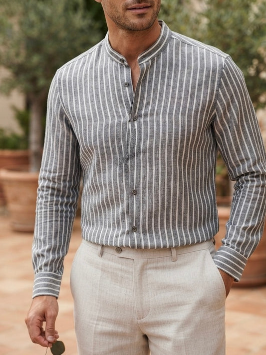 Camicia lino Coreana Black