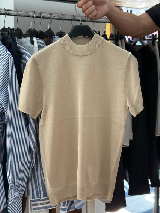 T Shirt In Filo Collo sabbia
