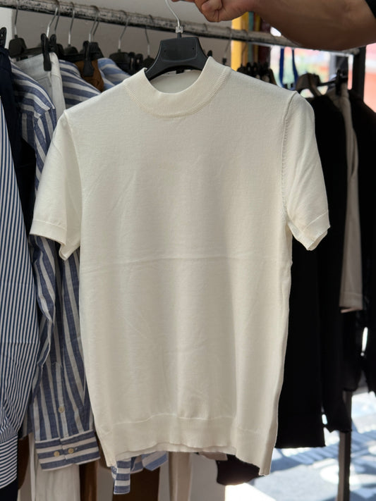 T Shirt In Filo Collo bianca