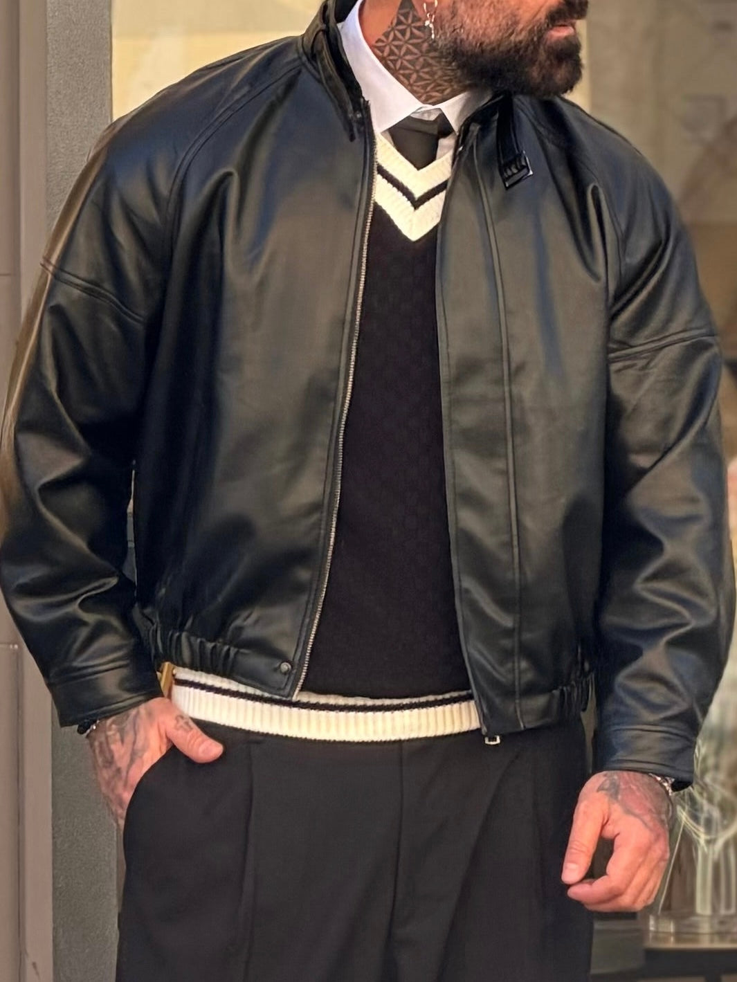 Jacket crop eco pelle