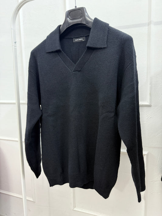 Maglioncino polo lana black