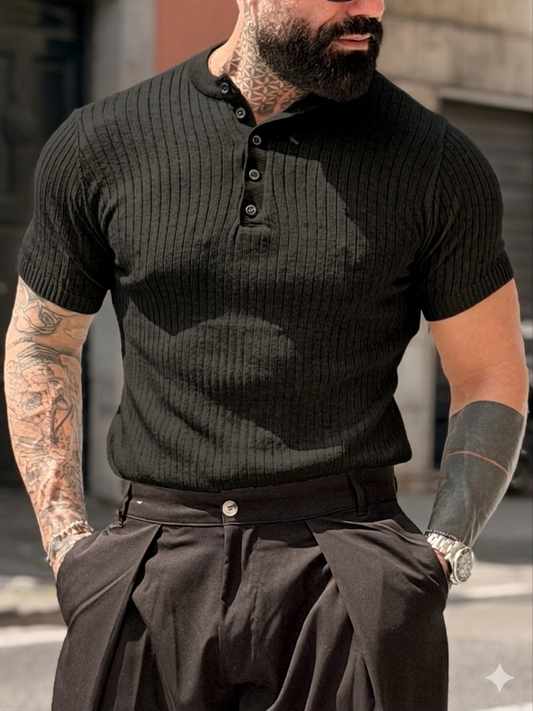 Polo Filo Costine nero
